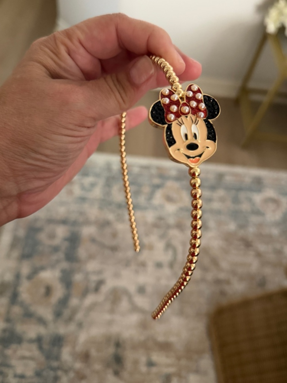 Bauble Bar Minnie Mouse Gold-Tone Kids Headband with Red Bow NWOT